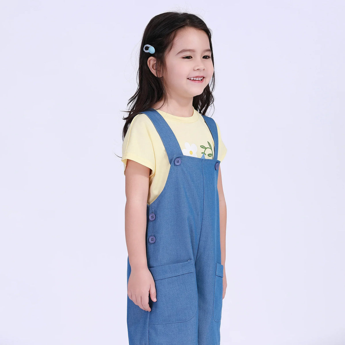 Solid Street Look Overalls For Girls Image