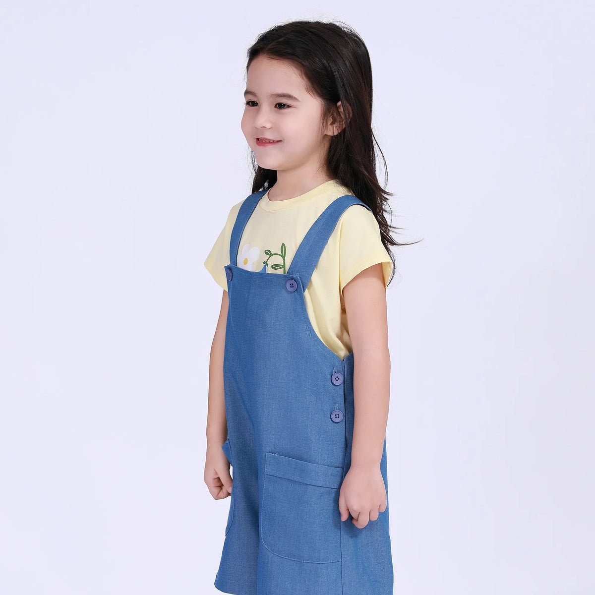 Solid Street Look Overalls For Girls Image