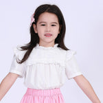 White Floral Street Look Blouse For Girls Image