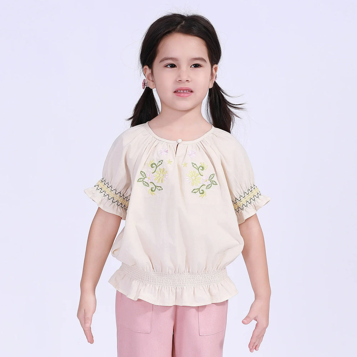 Floral Street Look Blouse For Girls Beige Image