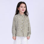 Olive Green Checked Street Look Shirt For Girls Image