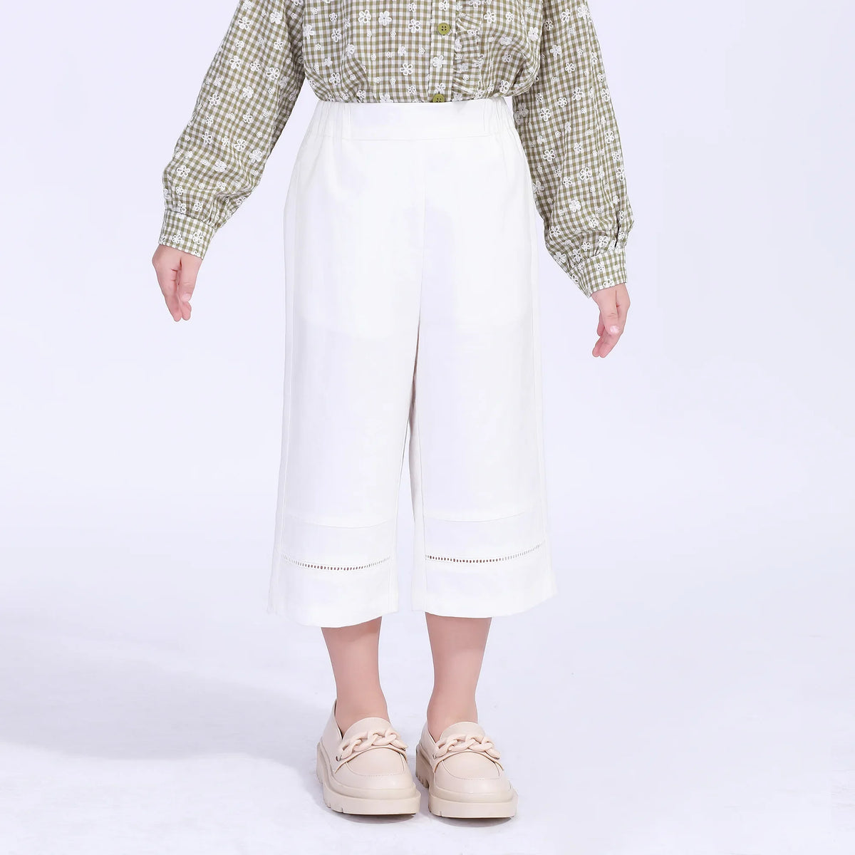 Wide-leg Street Look Pants For Girls White Image