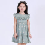 Green Floral Street Look Dress For Girls Image