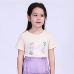 Beige Floral Street Look T.Shirt For Girls Image