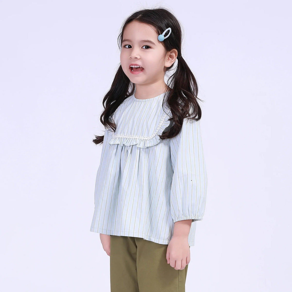 Striped Street Look Blouse For Girls Image