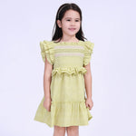 Green Embroidery Street Look Dress For Girls Image