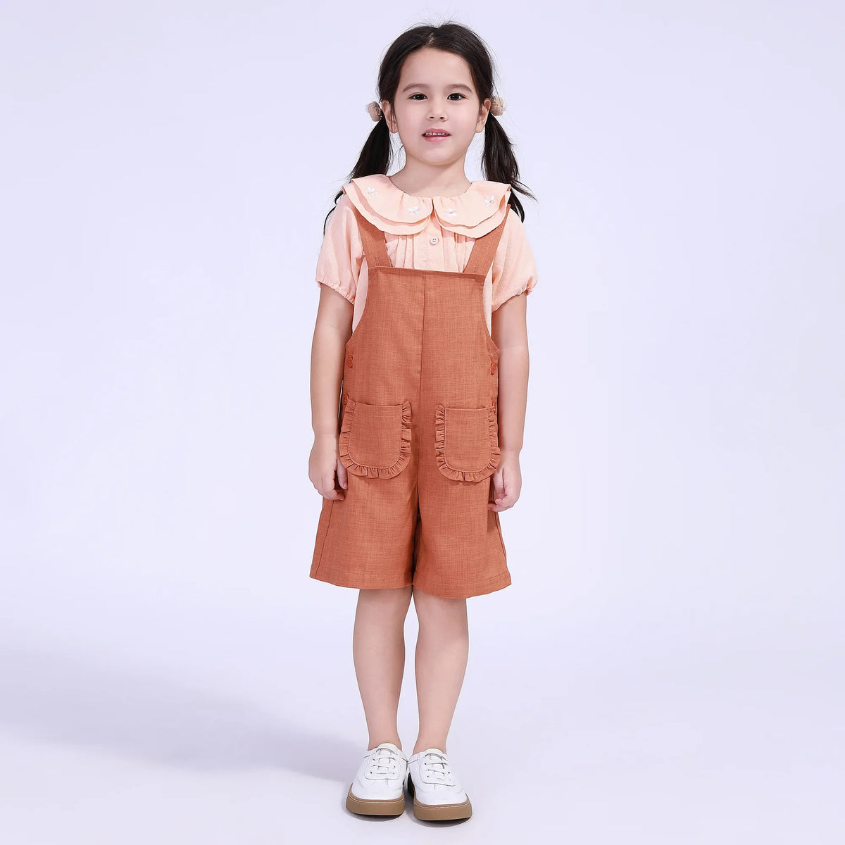 Solid Street Look Overalls For Girls Image