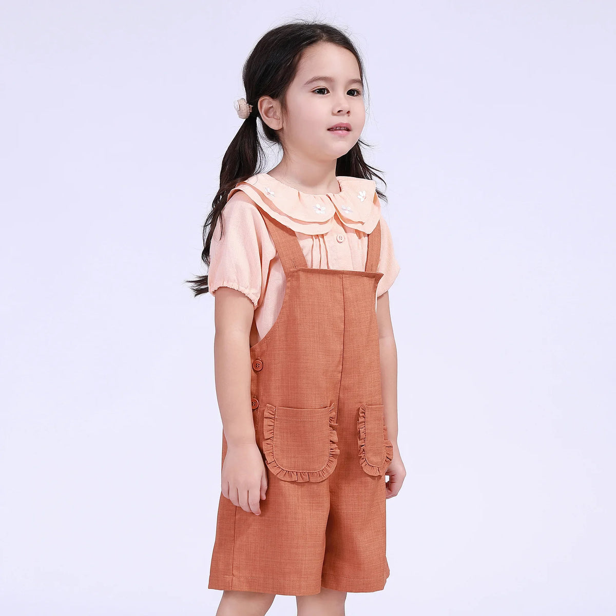 Solid Street Look Overalls For Girls Image