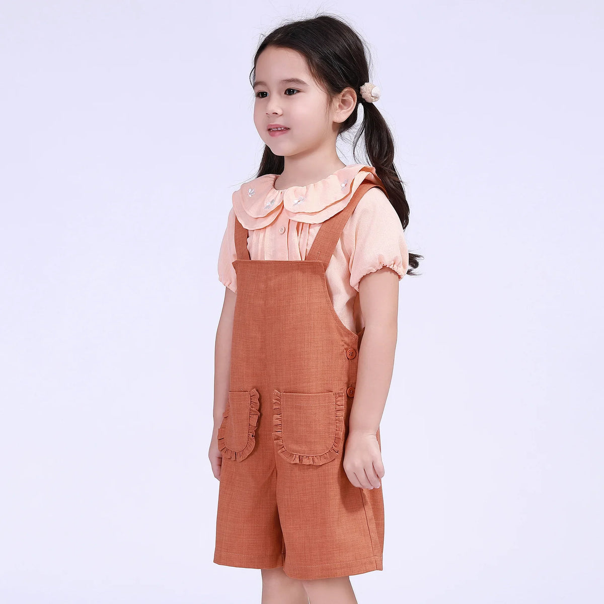 Solid Street Look Overalls For Girls Image