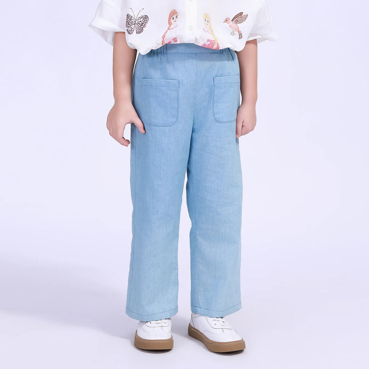 Straight-Leg Street Look Pants For Girls Blue Image