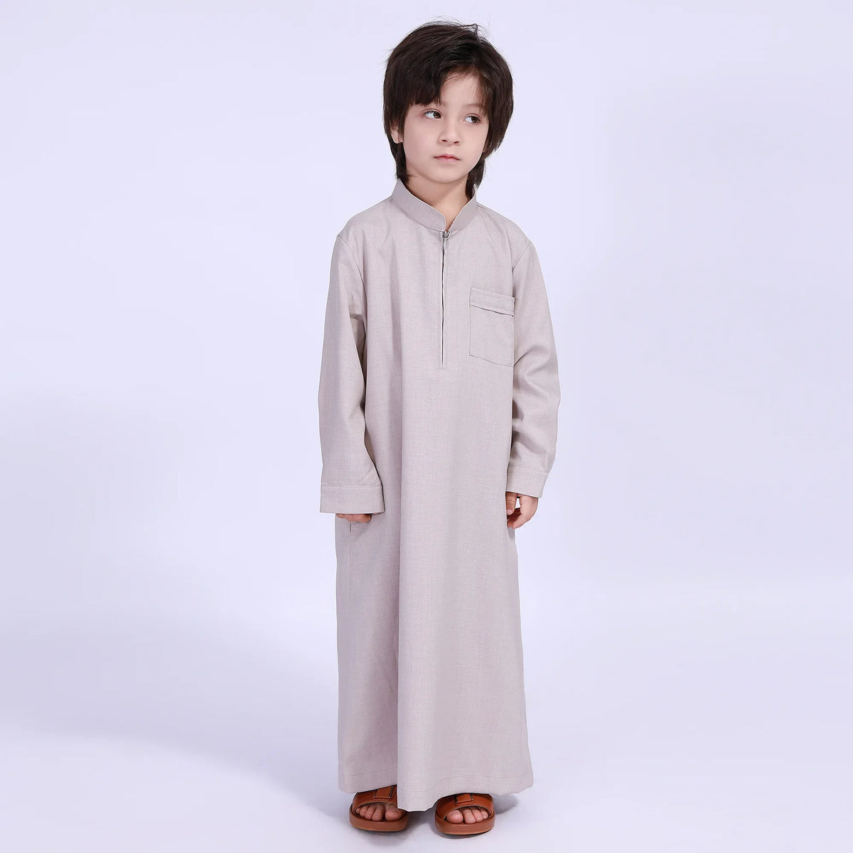 Solid Thoub Thoub For Boys 110 | 4-5Y Beige Image