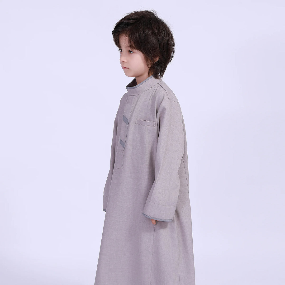 Solid Thoub Thoub For Boys 130 | 7-8Y Light Gray Image