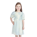 Mint Green Checked Formal Dress For Girls Image