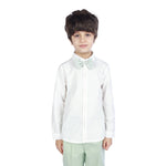 Off White Plain Formal Shirt For Boys Image