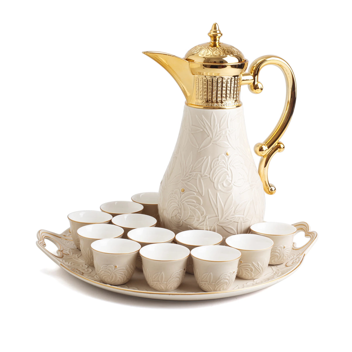 Coffee Cup Set With Dallah &Tray 14PC