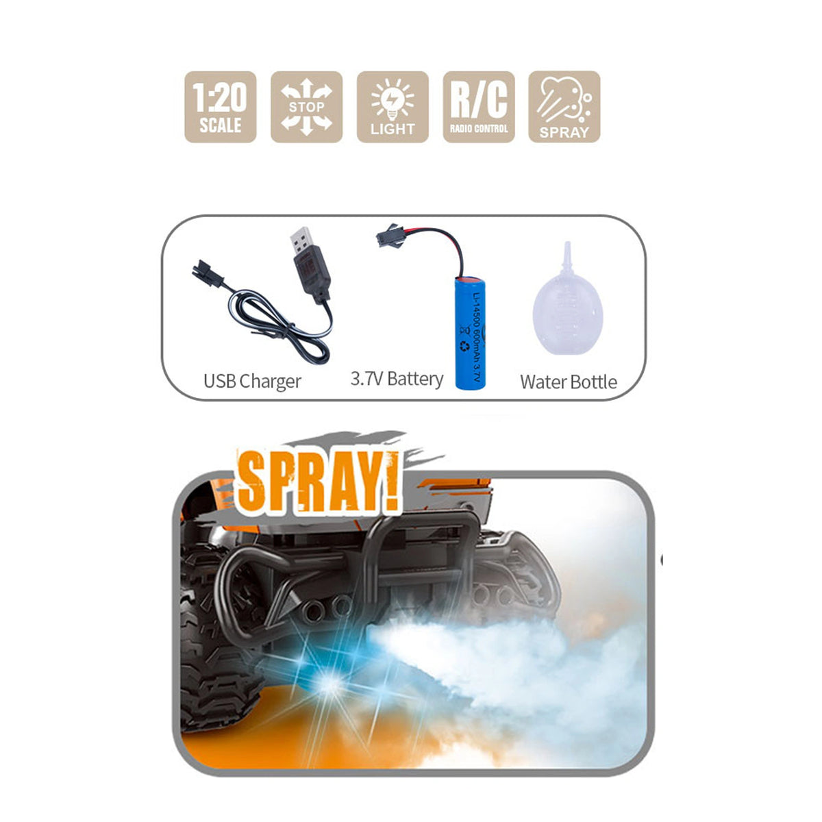 1:205 Off-Road Remote Control Car With Light Spray (Including 3.7V Lithium Battery) Image