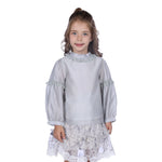 Light Grey Floral Classic Blouse For Girls Image