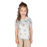 Powder Blue Floral Classic Blouse For Girls Image