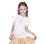 Light Beige Floral Classic T.Shirt For Girls Image