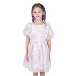 Pink Beige Floral Classic Dress For Girls Image