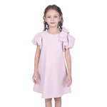 Light Pink Plain Classic Dress For Girls Image
