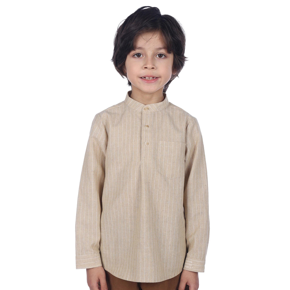 Yellow Striped Classic Shirt For Boys Image