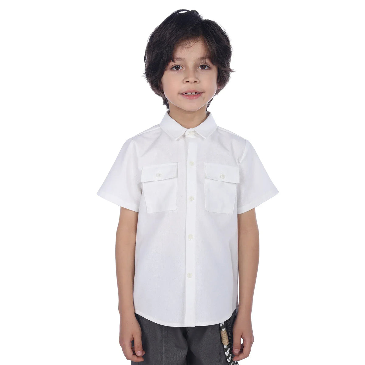 Off White Plain Classic Shirt For Boys Image