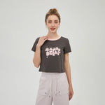 Dark Grey Printed T.Shirt for Women Image