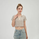 Striped Polo Shirt for Women Pink Image