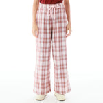 Pink Checked Pants for Women Image