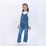 Washed Jeans Waistcoat for Girls Image