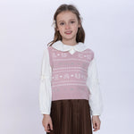 Pink Jacquard Waistcoat for Girls Image