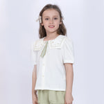 White Embroidery Shirt for Girls Image