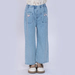 Washed Jeans Pants for Girls Light Jeans Blue Image