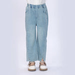 Washed Jeans Pants for Girls Light Jeans Blue Image