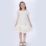Laced Dress for Girls Beige Image