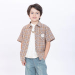 Checked Shirt for Boys Khaki Image