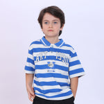 Striped Polo Shirt for Boys Blue Image