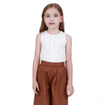 Off White Basic Sleeveless T-Shirt For Girls Image