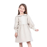 Dark Beige Laced Formal Dress for Girls Image