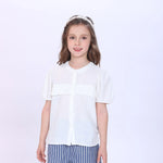 Off White Plain Shirt for Girls Image