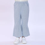 Solid Pants for Girls Light Grey Blue Image