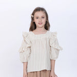 Light Coffee Striped Blouse for Girls Image