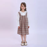 Coffee Checked Dress for Girls Image