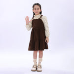 Coffee Casual Plain Dress for Girls Image