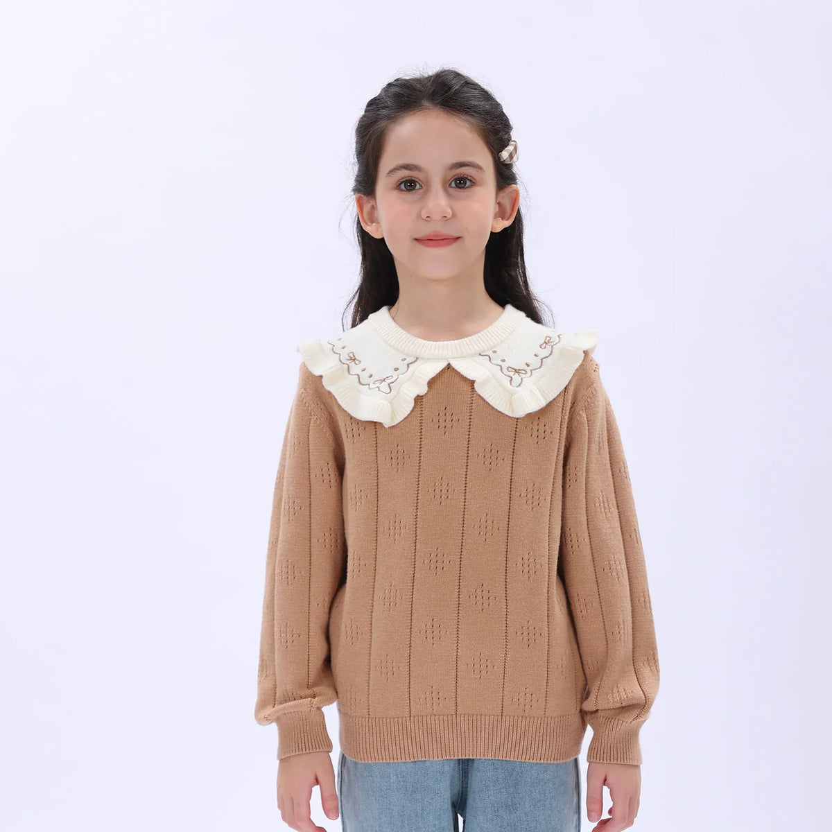 Casual Jacquard Sweater for Girls Image