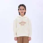 Beige Casual Embroidery Hoodie for Girls Image