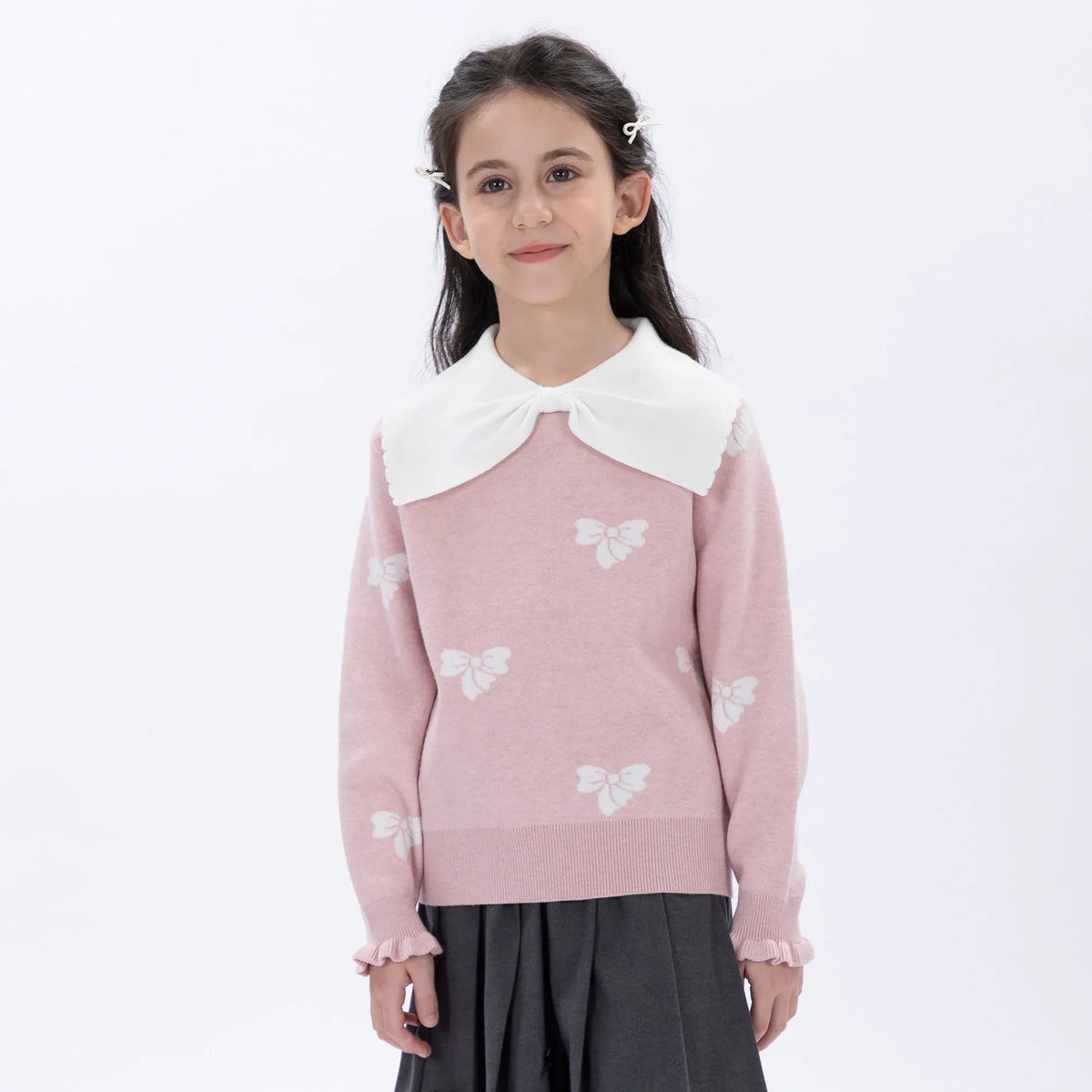 Pink Casual Embroidery Sweater for Girls Image