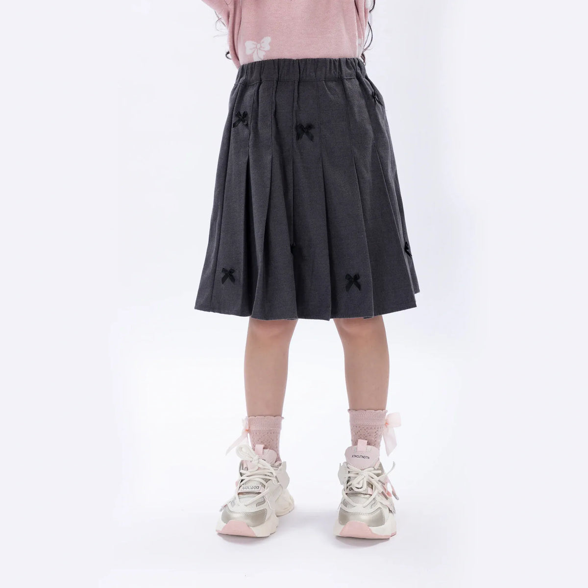 Dark Grey Casual Embroidery Skirt for Girls Image