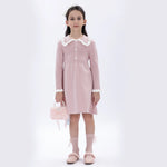 Pink Casual Color-Blocked Dress for Girls Image